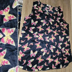 NWOT! Gorgeous Butterfly Print Plus Size Blouse Tank Lightweight Size XXL